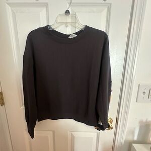 Black open back crew neck